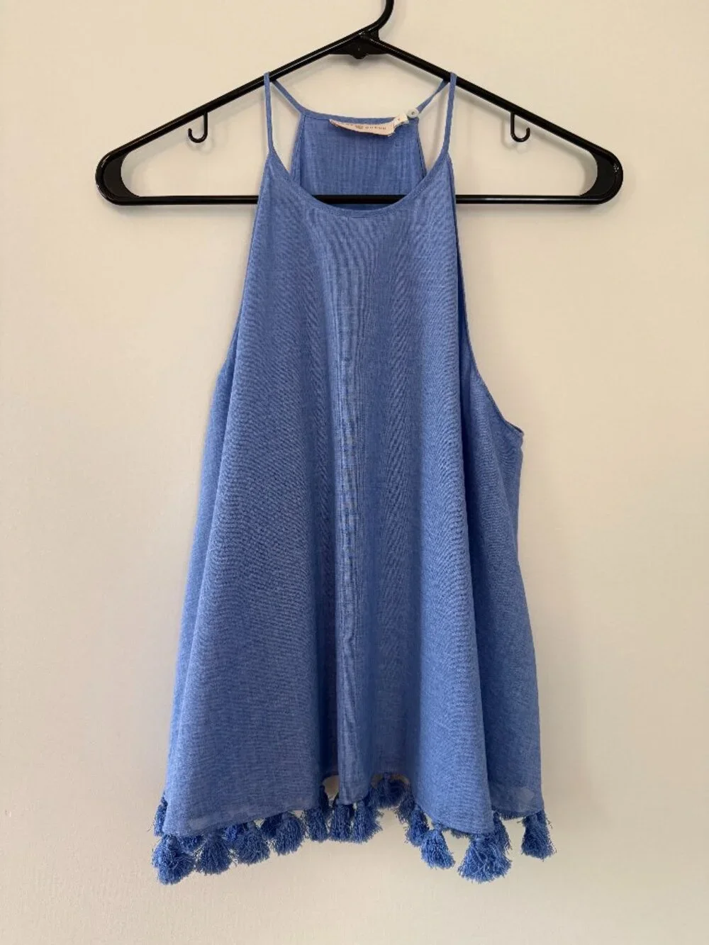 Tory Burch Blue Tassel Hem High Neck Camisole Tank Top, Size 6